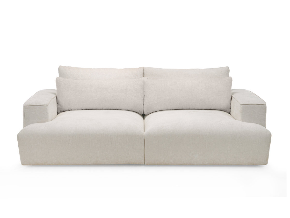 Canapé droit 3 places assise profonde TWINY lisse beige — vue 3