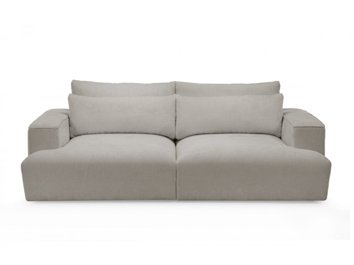 Canapé droit fixe 3 places assise profonde TWINY tissu lisse