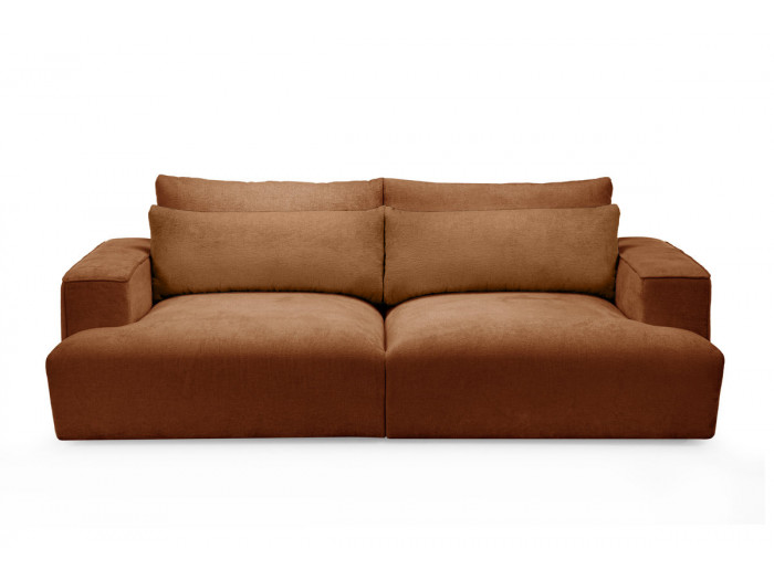 Canapé droit fixe 3 places assise profonde TWINY tissu lisse