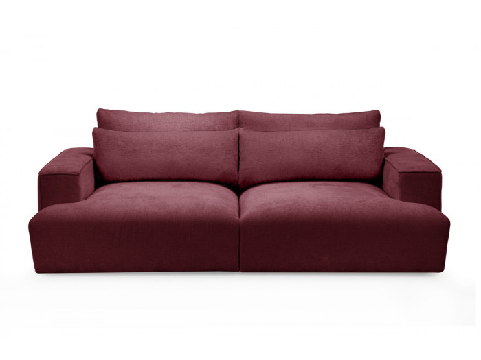 Canapé droit fixe 3 places assise profonde TWINY tissu lisse