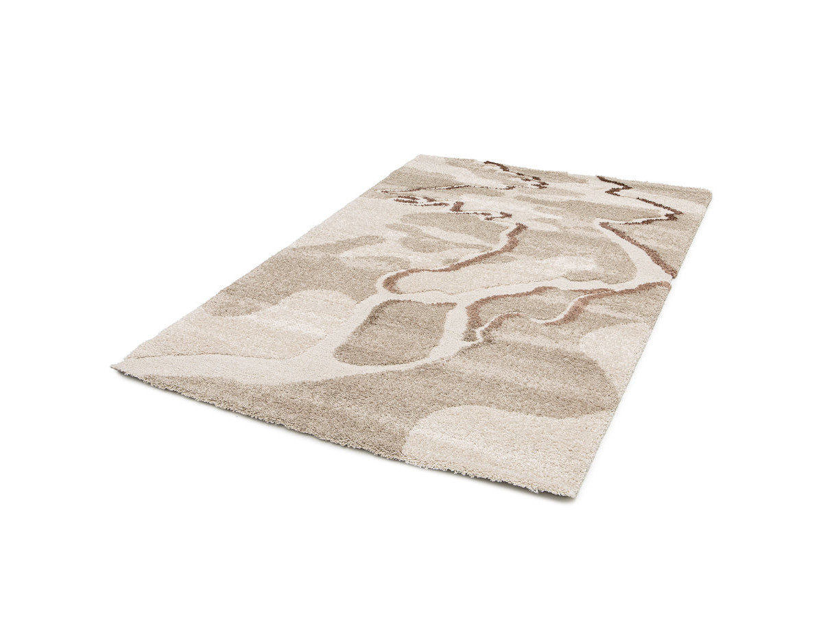 Tapis poils longs ELVIA motif abstrait beige — vue 6