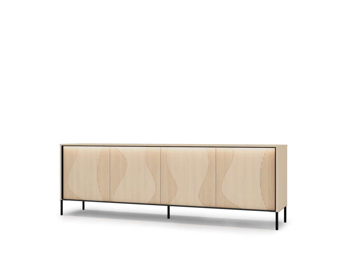 Buffet 4 portes FLORE effet chêne avec LEDS — vue 3