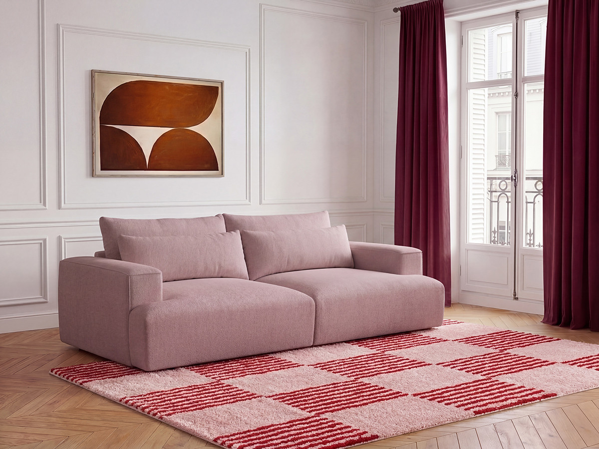 Canapé droit 3 places assise profonde TWINY lisse rose — vue 6