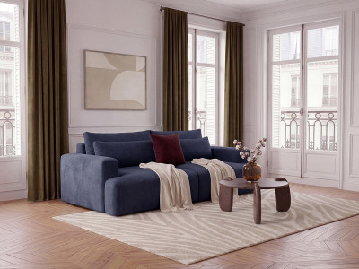 Canapé droit fixe 3 places assise profonde TWINY tissu lisse