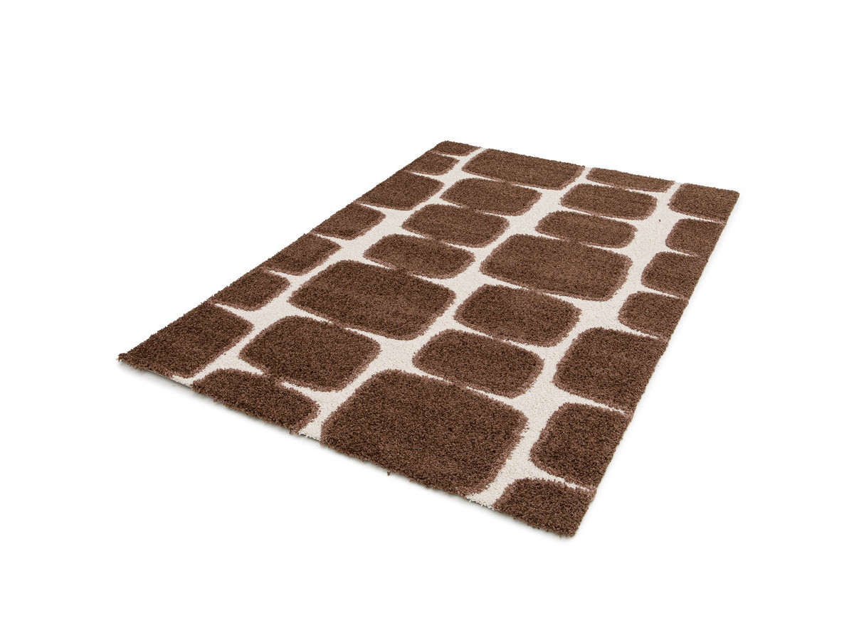 Tapis poils longs CHINO motif abstrait marron — vue 3