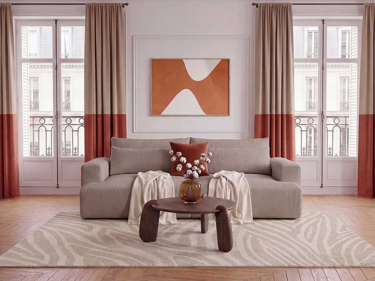 Canapé droit 3 places assise profonde TWINY lisse taupe — vue 4