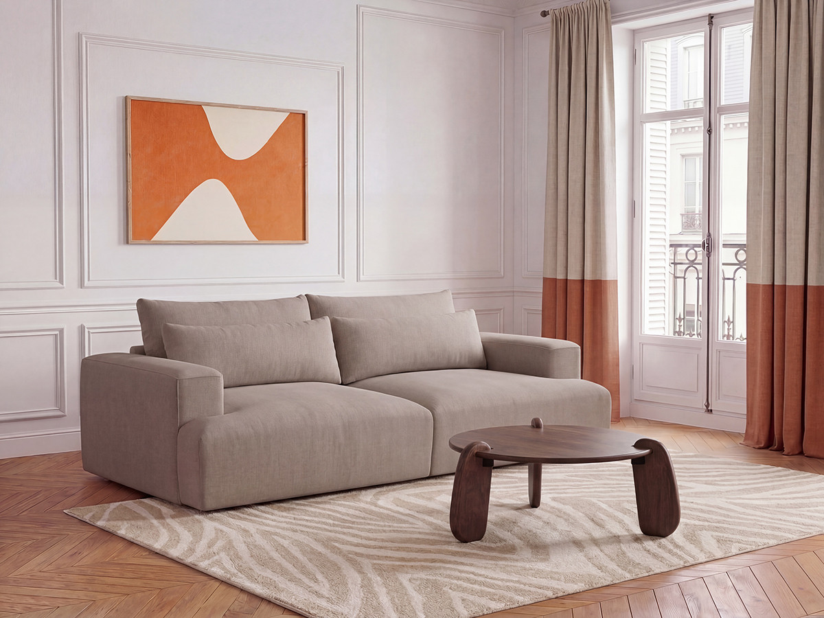 Canapé droit 3 places assise profonde TWINY lisse taupe — vue 6