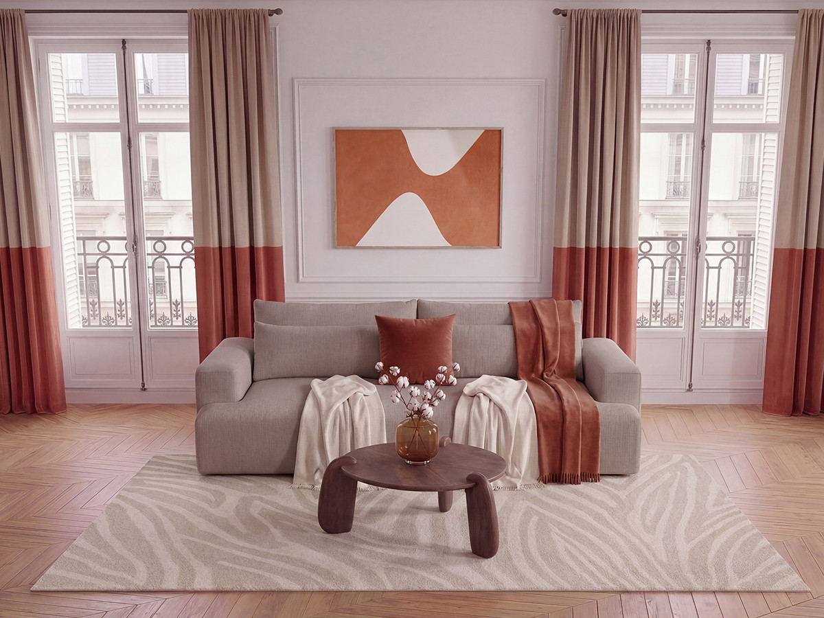 Canapé droit 3 places assise profonde TWINY lisse taupe — vue 5