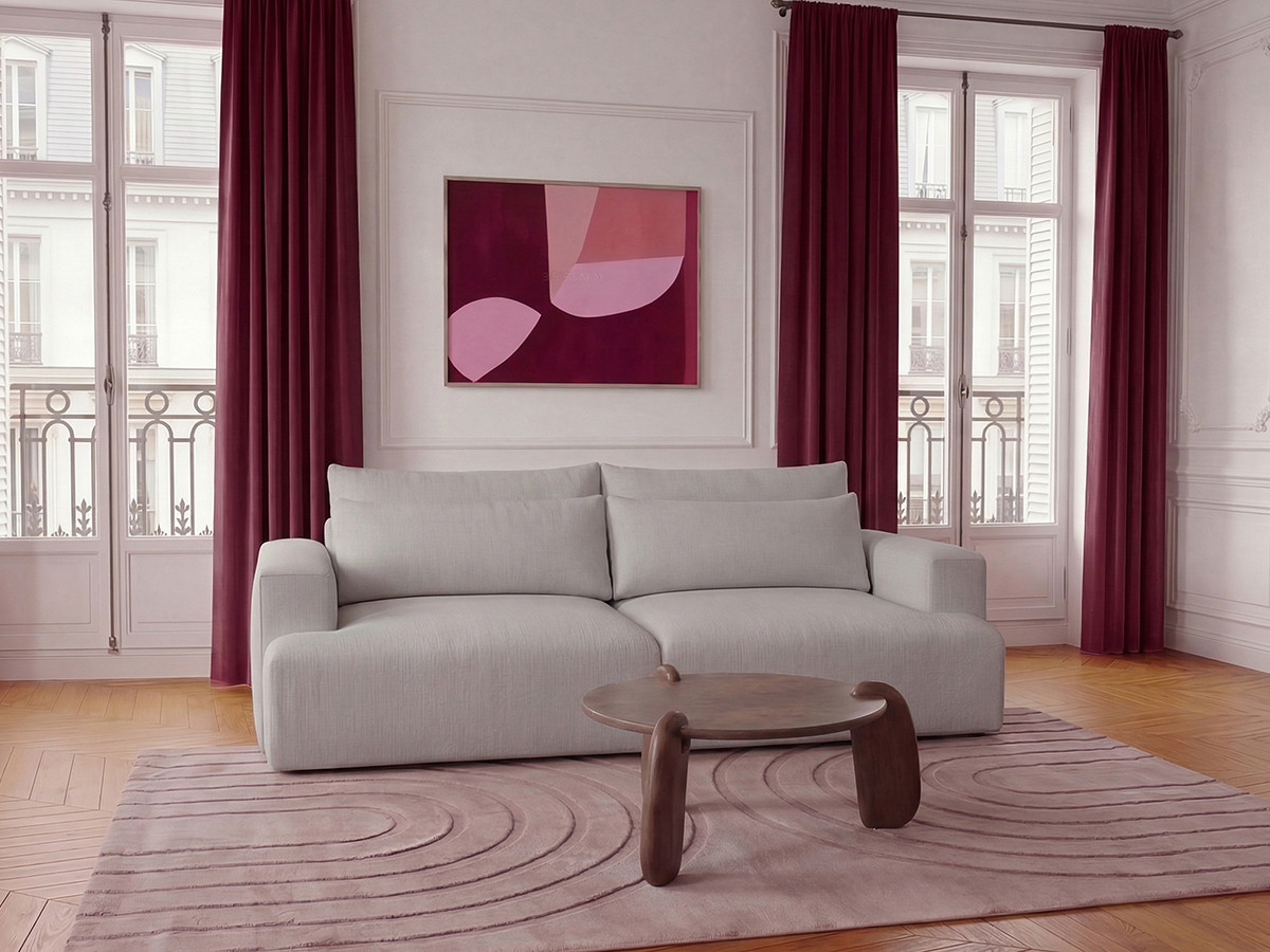 Canapé droit 3 places assise profonde TWINY lisse gris clair — vue 6