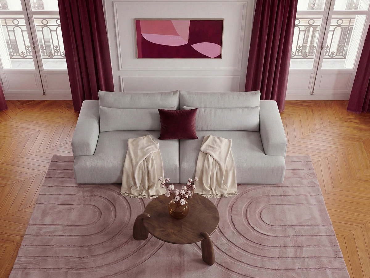 Canapé droit 3 places assise profonde TWINY lisse gris clair — vue 5