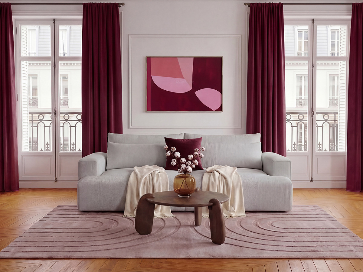 Canapé droit 3 places assise profonde TWINY lisse gris clair — vue 4