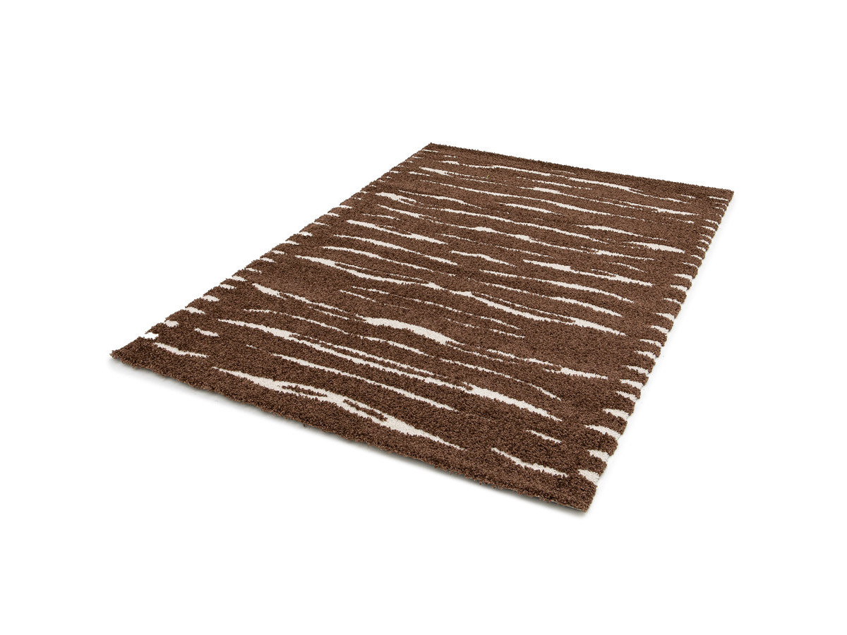 Tapis poils longs TAVARO motif abstrait marron — vue 6