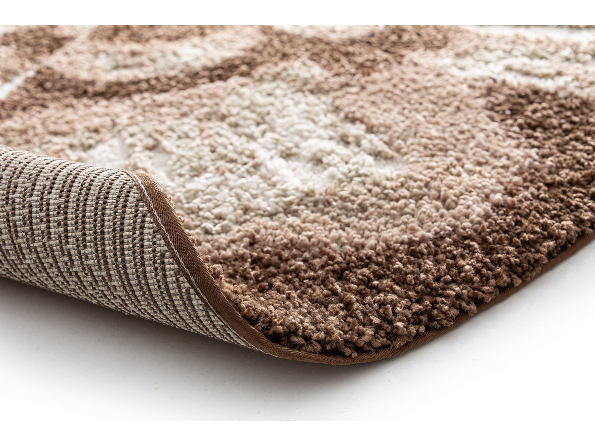 Tapis rond poils longs MOCCA motif abstrait