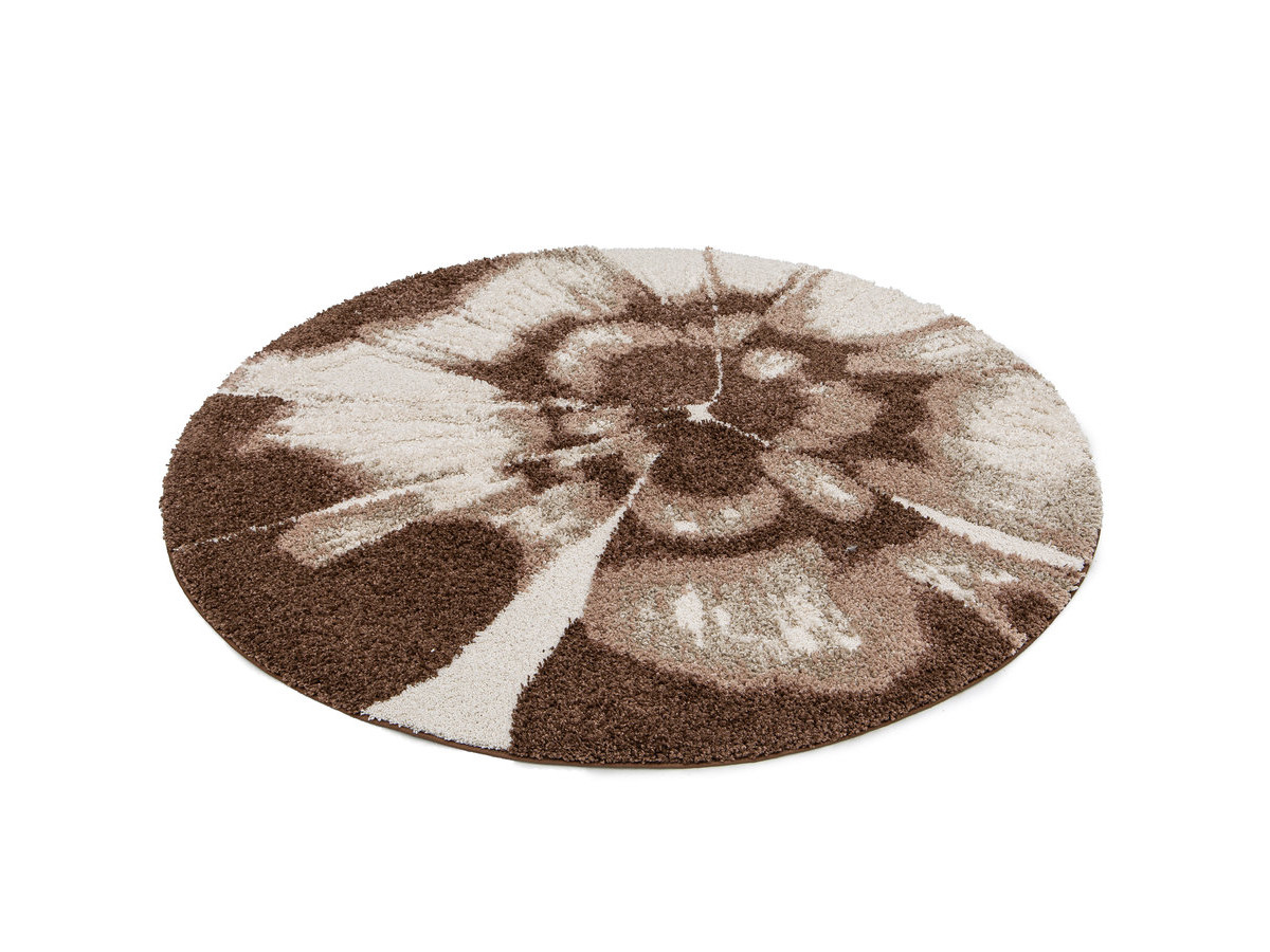 Tapis rond poils longs MOCCA motif abstrait