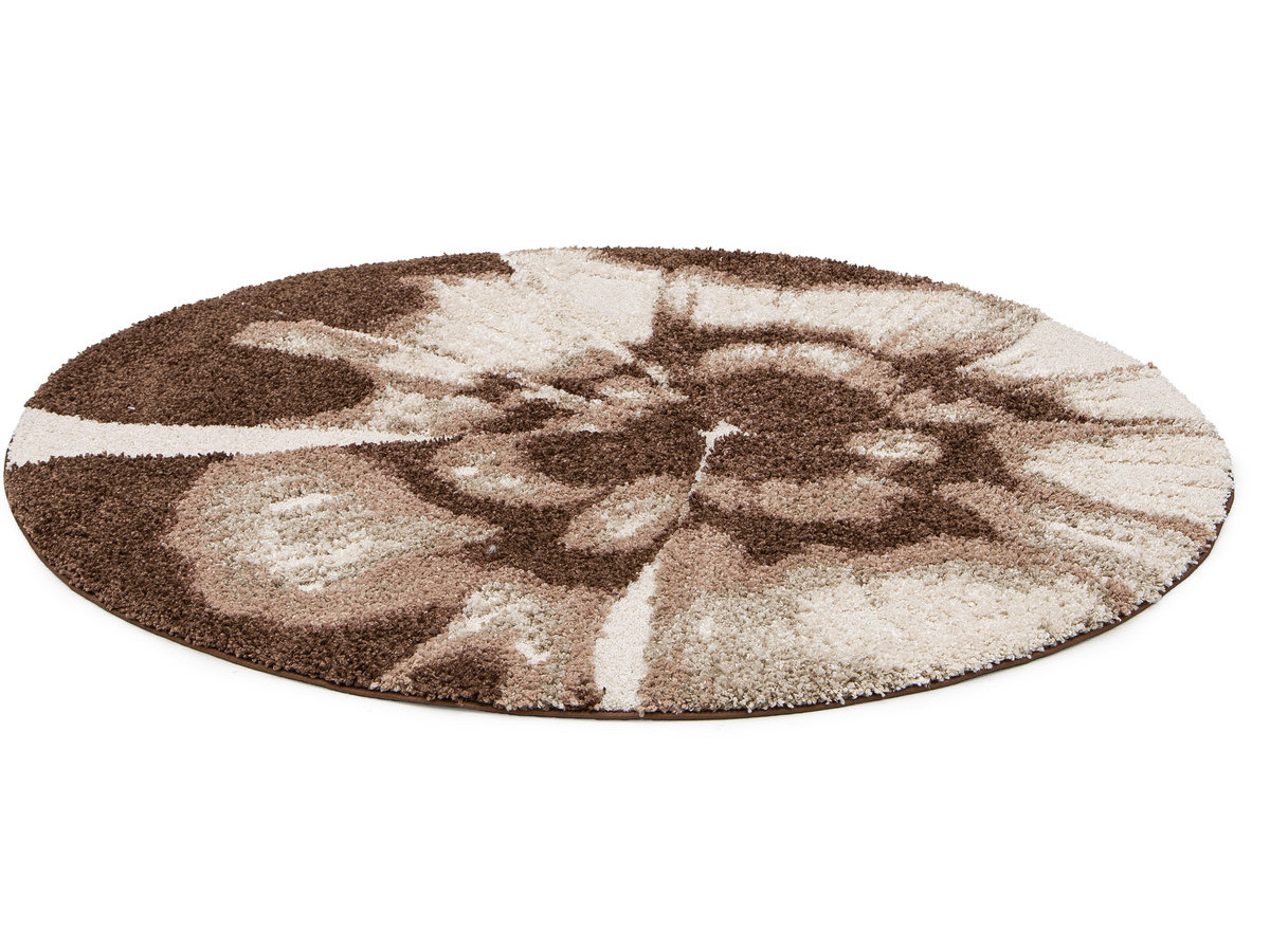 Tapis rond poils longs MOCCA motif abstrait