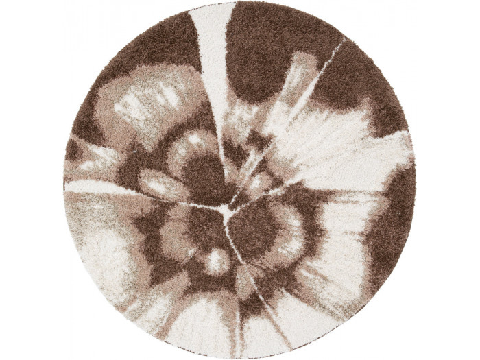 Tapis rond poils longs MOCCA motif abstrait