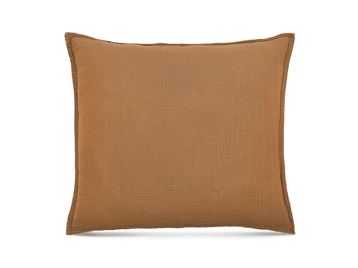 Parure de lit adulte en Gaze de coton HESTIA avec une housse de couette, taies d'oreiller ocre — vue 6