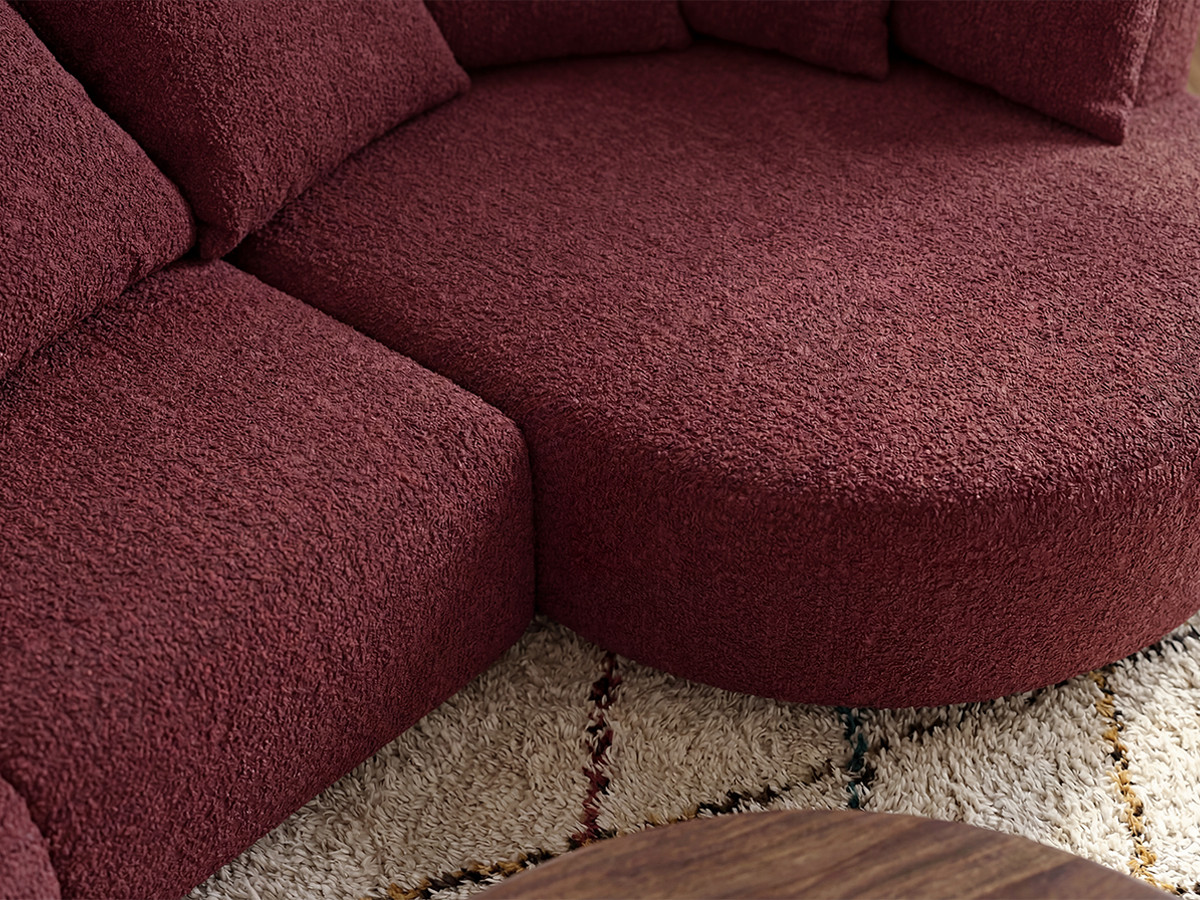 Canapé d'angle CALYPSO bouclette bordeaux — vue 6
