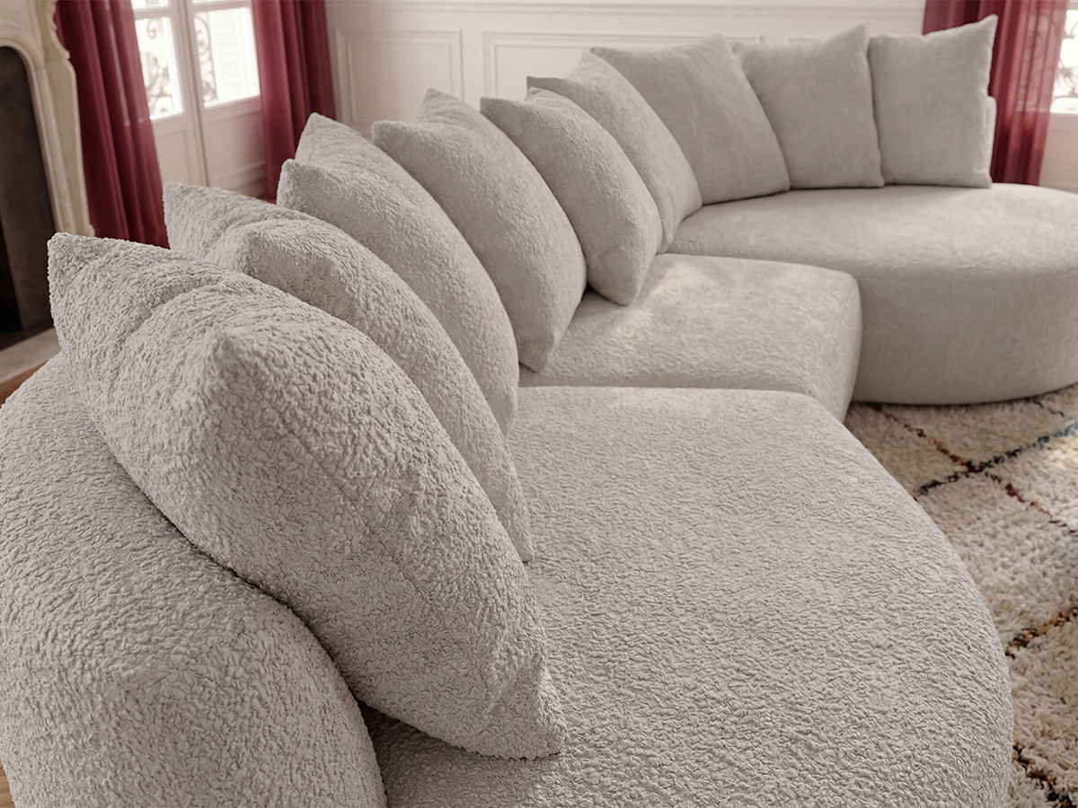 Canapé d'angle CALYPSO bouclette blanc — vue 6