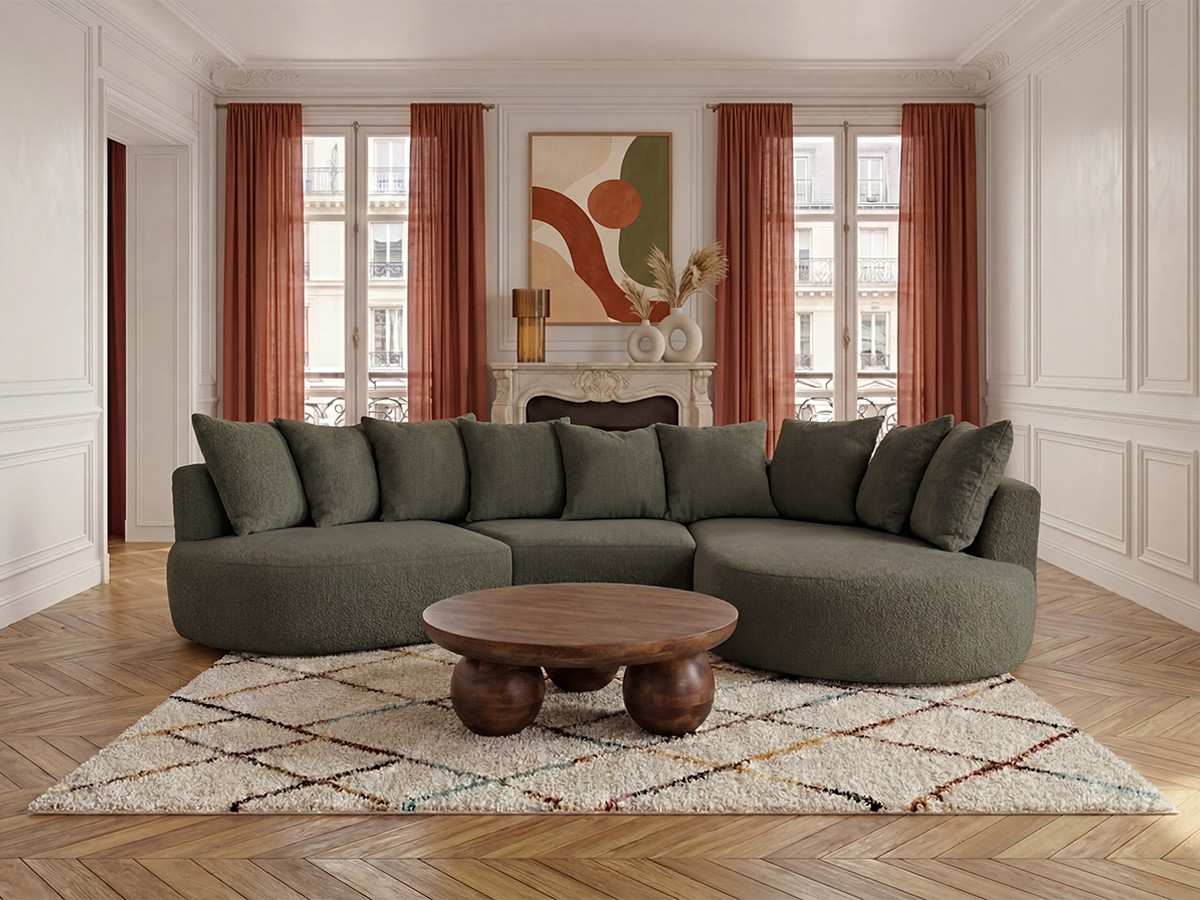 Canapé d'angle CALYPSO bouclette vert — vue 4