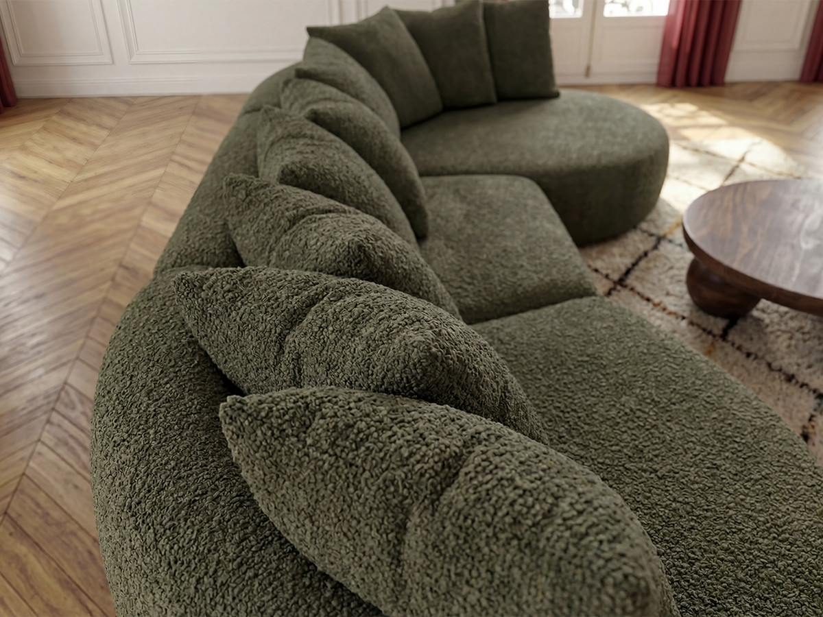 Canapé d'angle CALYPSO bouclette vert — vue 6