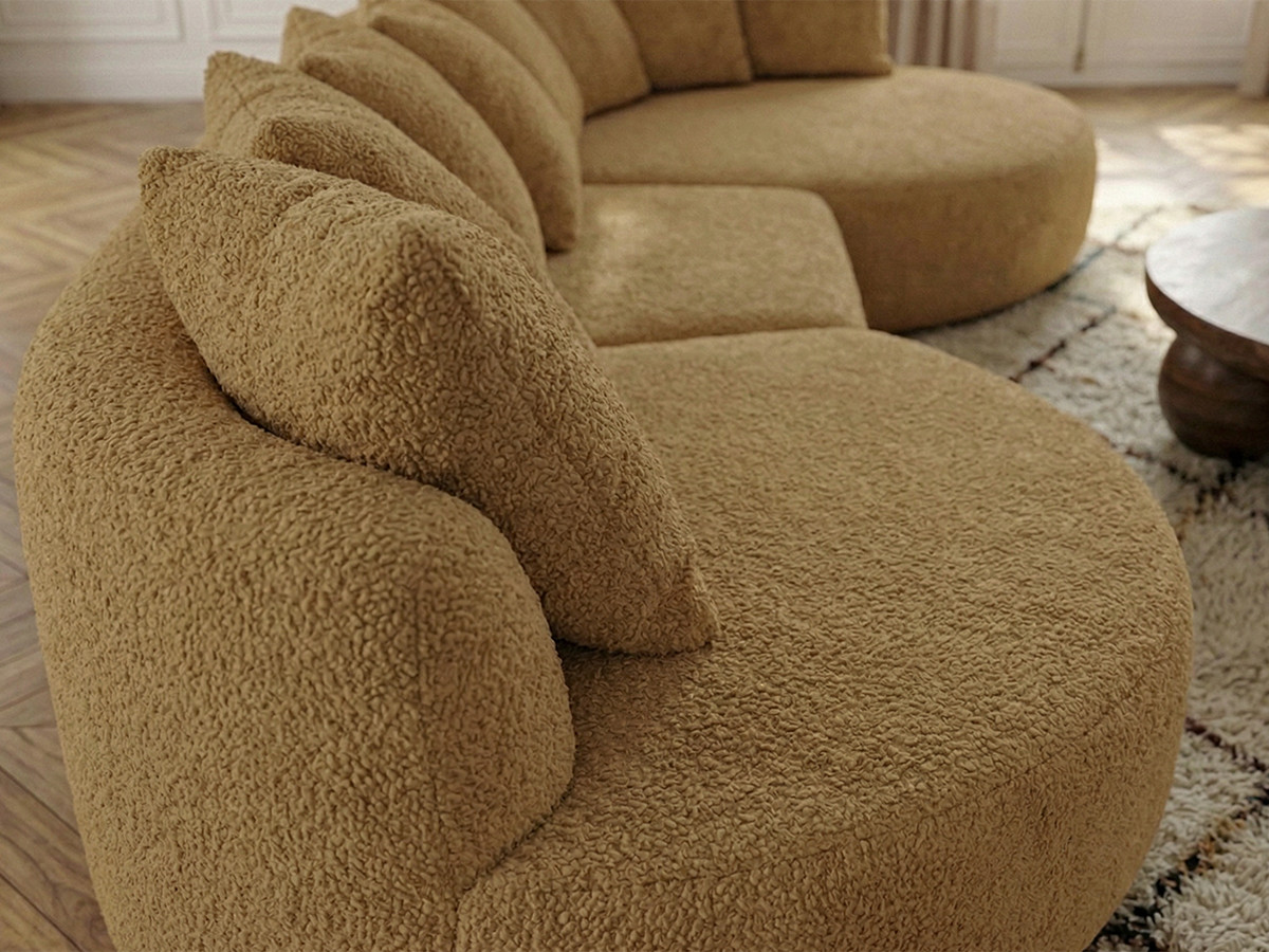 Canapé d'angle CALYPSO bouclette ocre — vue 6