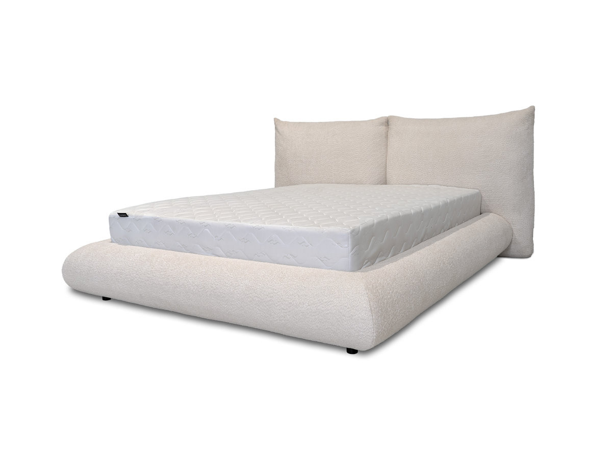 Laag bed JADEN in bouclé stof