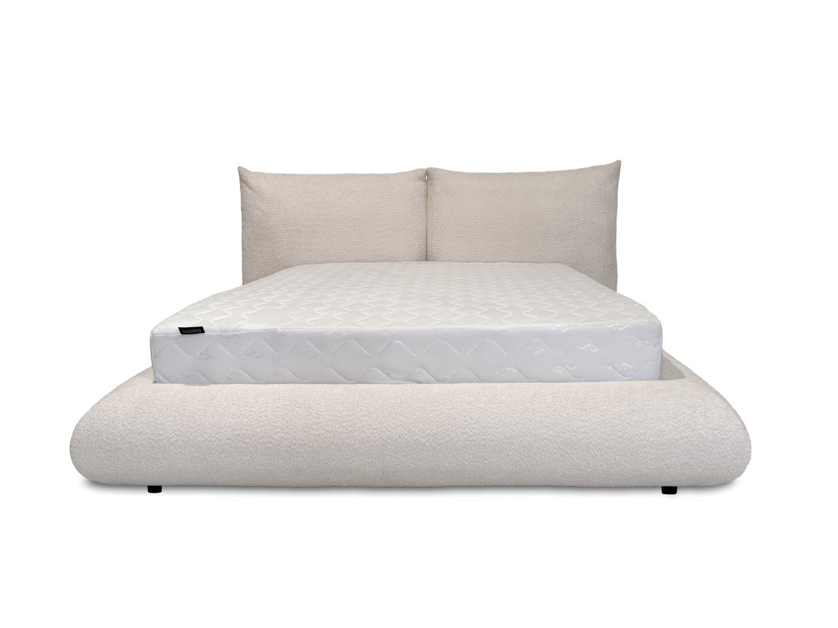 Laag bed JADEN in bouclé stof
