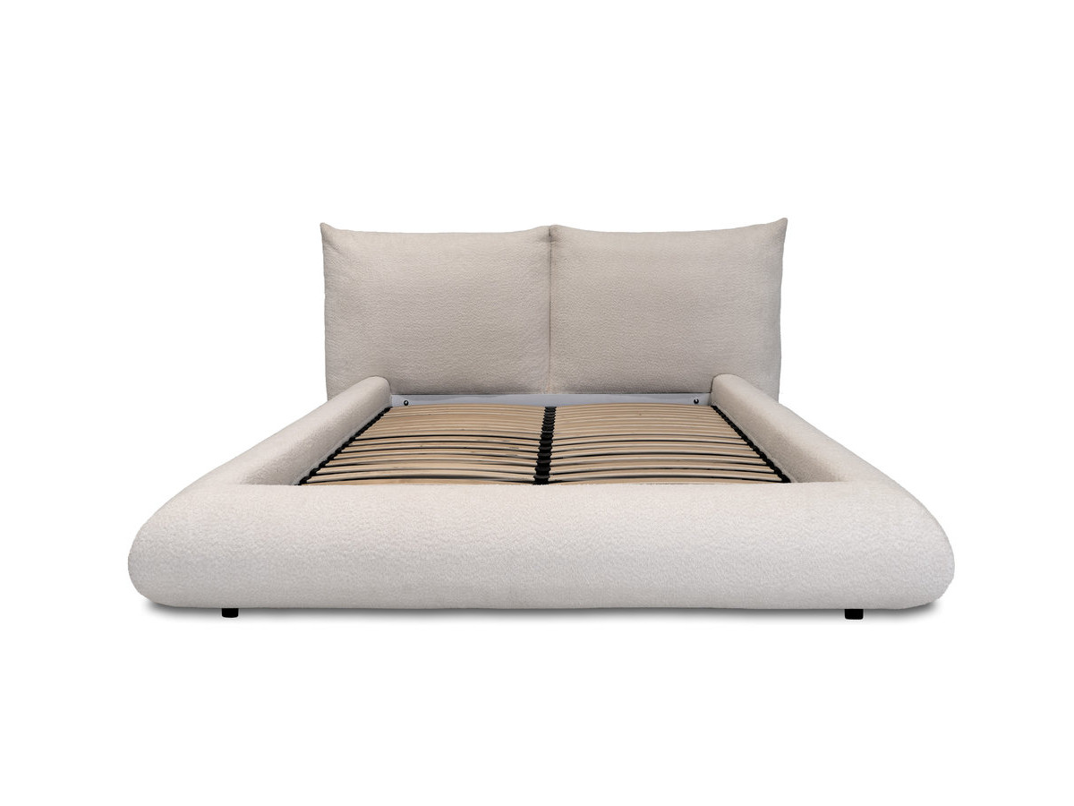 Laag bed JADEN in bouclé stof