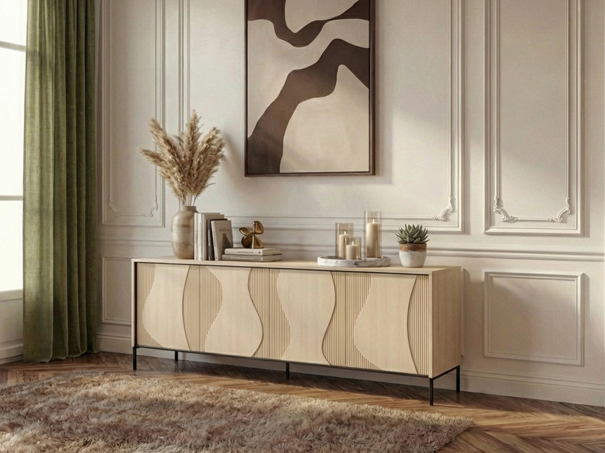 Buffet 4 portes FLORE effet chêne avec LEDS — vue 5