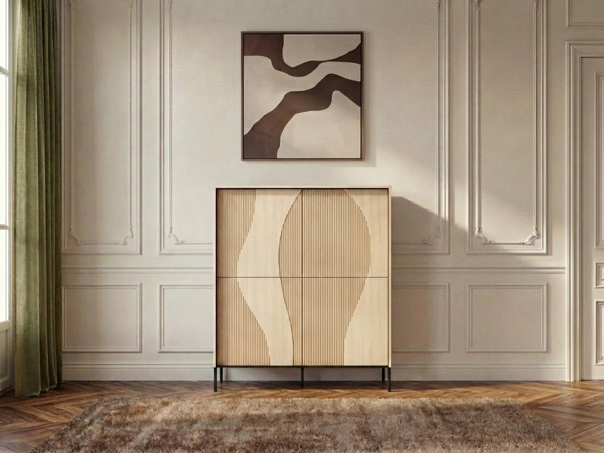 Buffet haut FLORE effet chêne avec LEDS