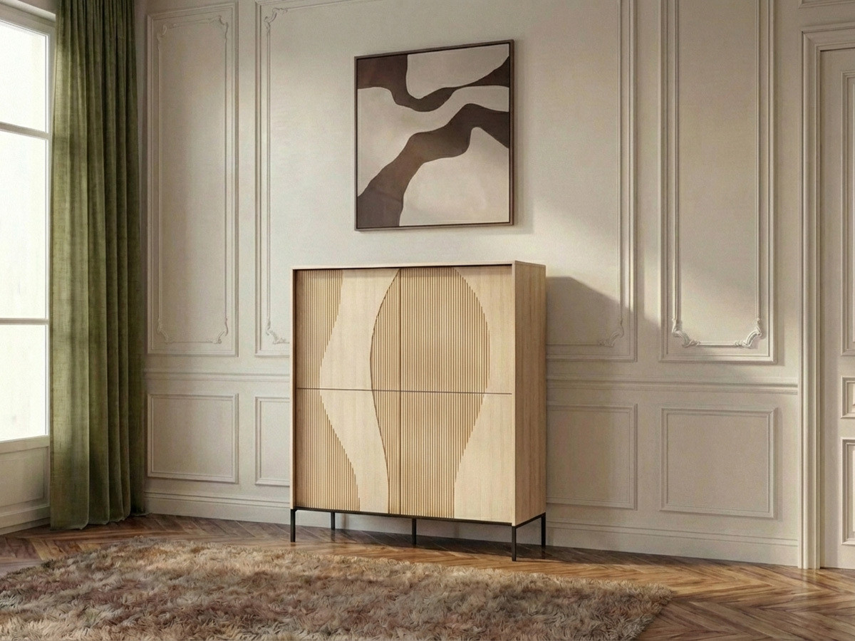 Buffet haut FLORE effet chêne avec LEDS