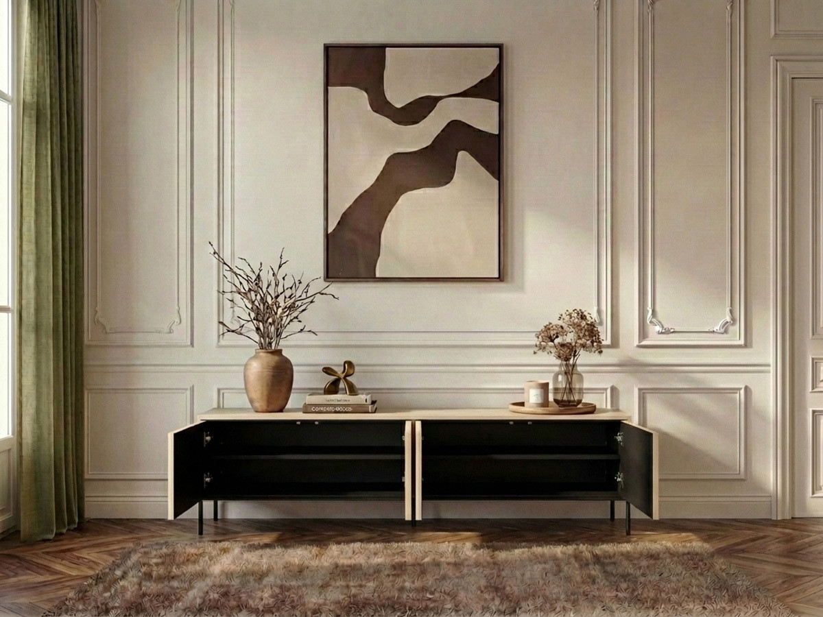 Meuble TV FLORE effet chêne avec LEDS — vue 4