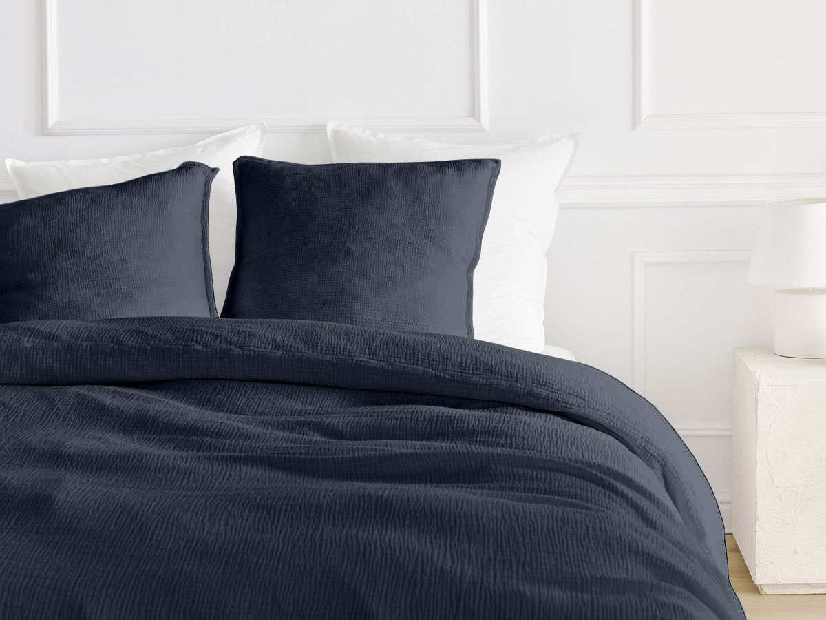 Parure de lit adulte en Gaze de coton HESTIA avec une housse de couette, taies d'oreiller