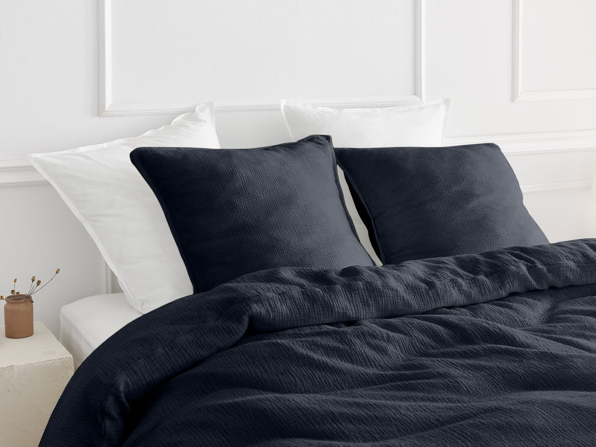 Parure de lit adulte en Gaze de coton HESTIA avec une housse de couette, taies d'oreiller