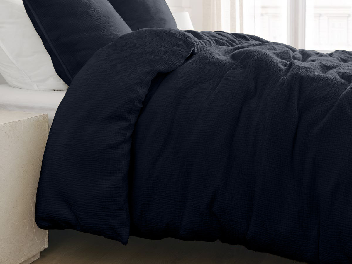 Parure de lit adulte en Gaze de coton HESTIA avec une housse de couette, taies d'oreiller