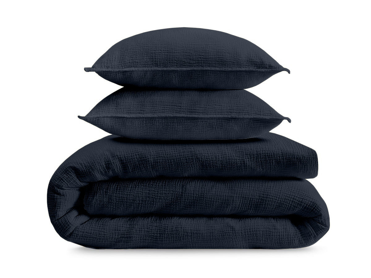 Parure de lit adulte en Gaze de coton HESTIA avec une housse de couette, taies d'oreiller