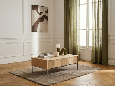 Table basse 1 porte FLORE effet chêne