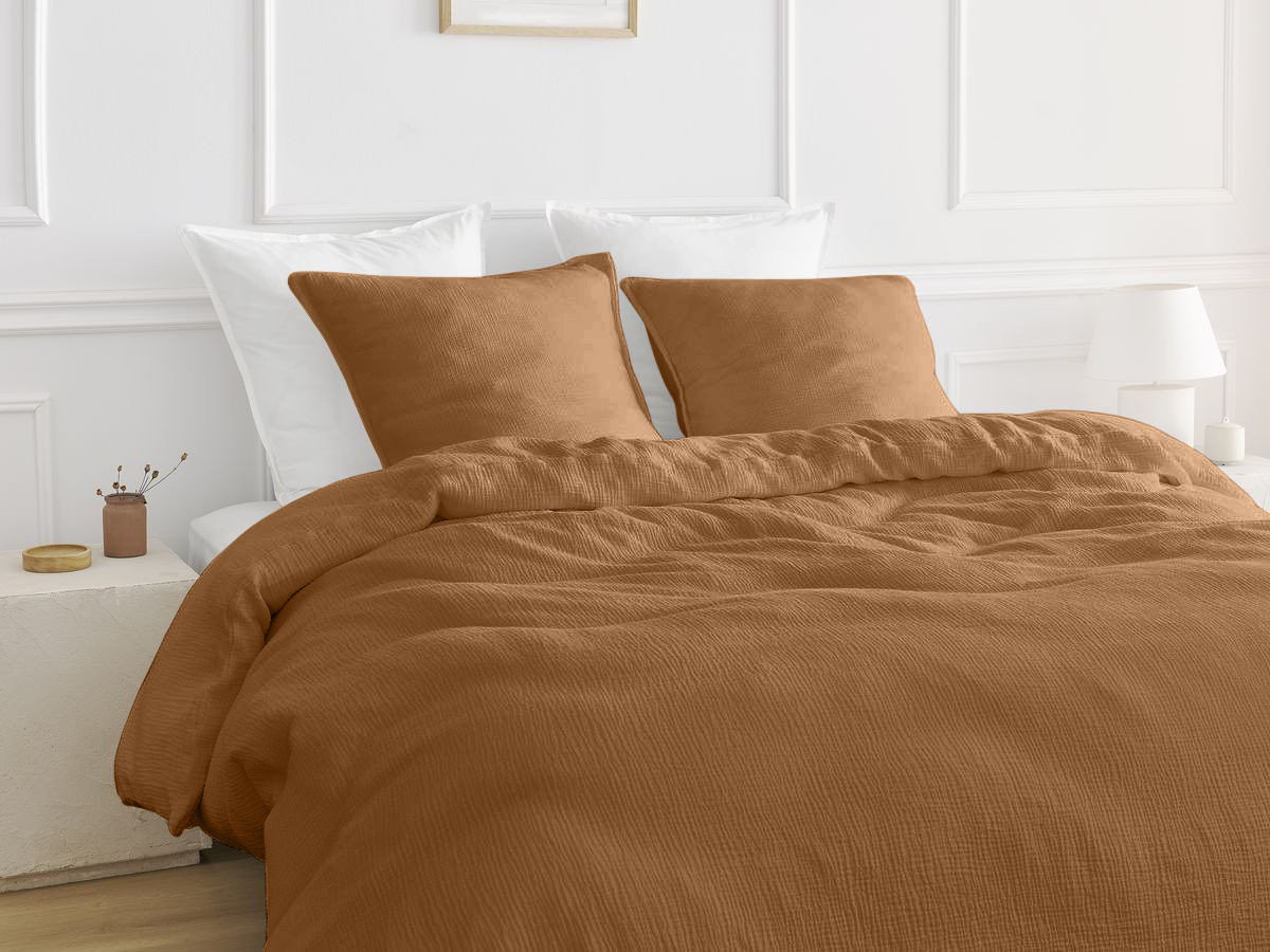 HESTIA beddengoedset voor volwassenen van katoenen gaas, bestaande uit een dekbedovertrek en kussenslopen