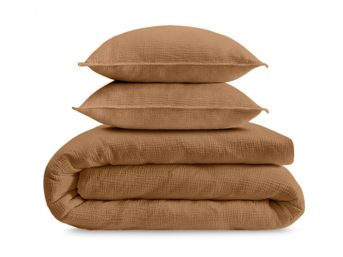 Parure de lit adulte en Gaze de coton HESTIA avec une housse de couette, taies d'oreiller