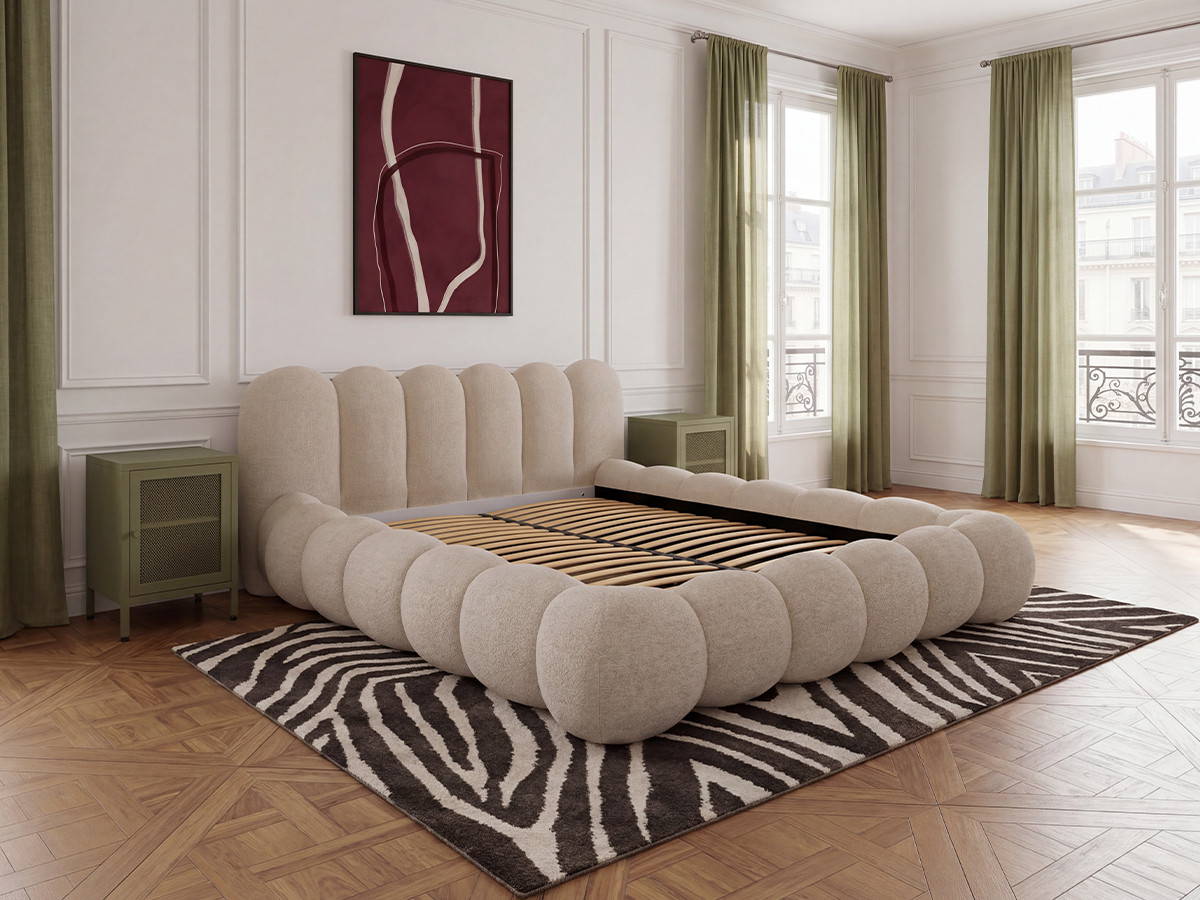 Laag bed BOBBY in gemêleerde stof