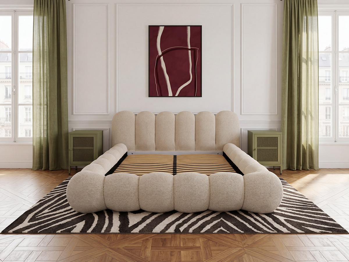 Laag bed BOBBY in gemêleerde stof