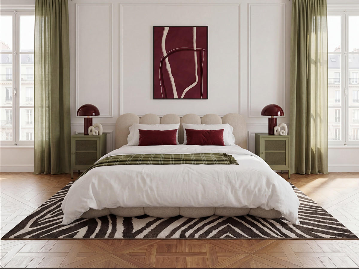 Laag bed BOBBY in gemêleerde stof