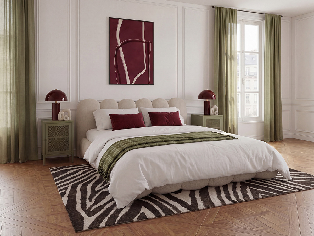 Laag bed BOBBY in gemêleerde stof