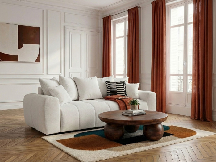 Canapé 3 places convertible ROXELANE tissu chiné