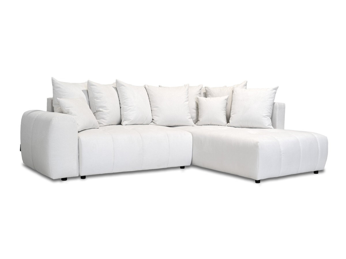 Canapé d'angle L convertible coffre ROXELANE chiné blanc — vue 6