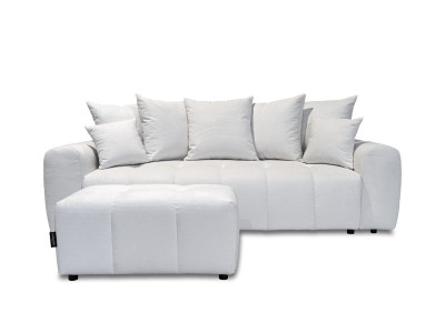 Canapé 3 places convertible ROXELANE tissu chiné avec pouf