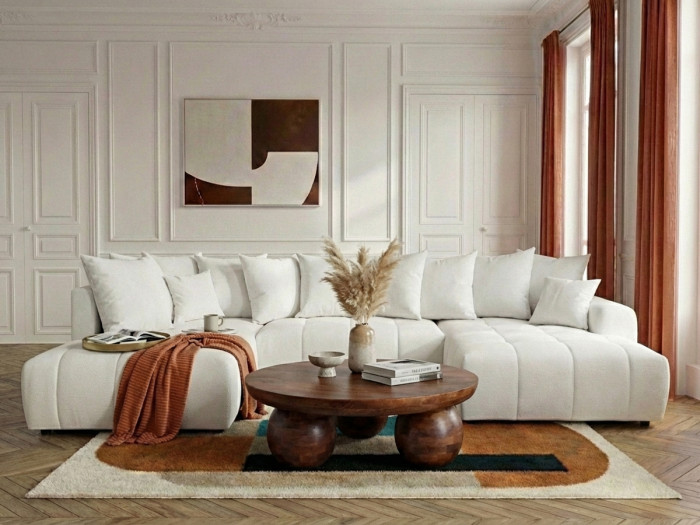 Canapé panoramique convertible ROXELANE tissu chiné