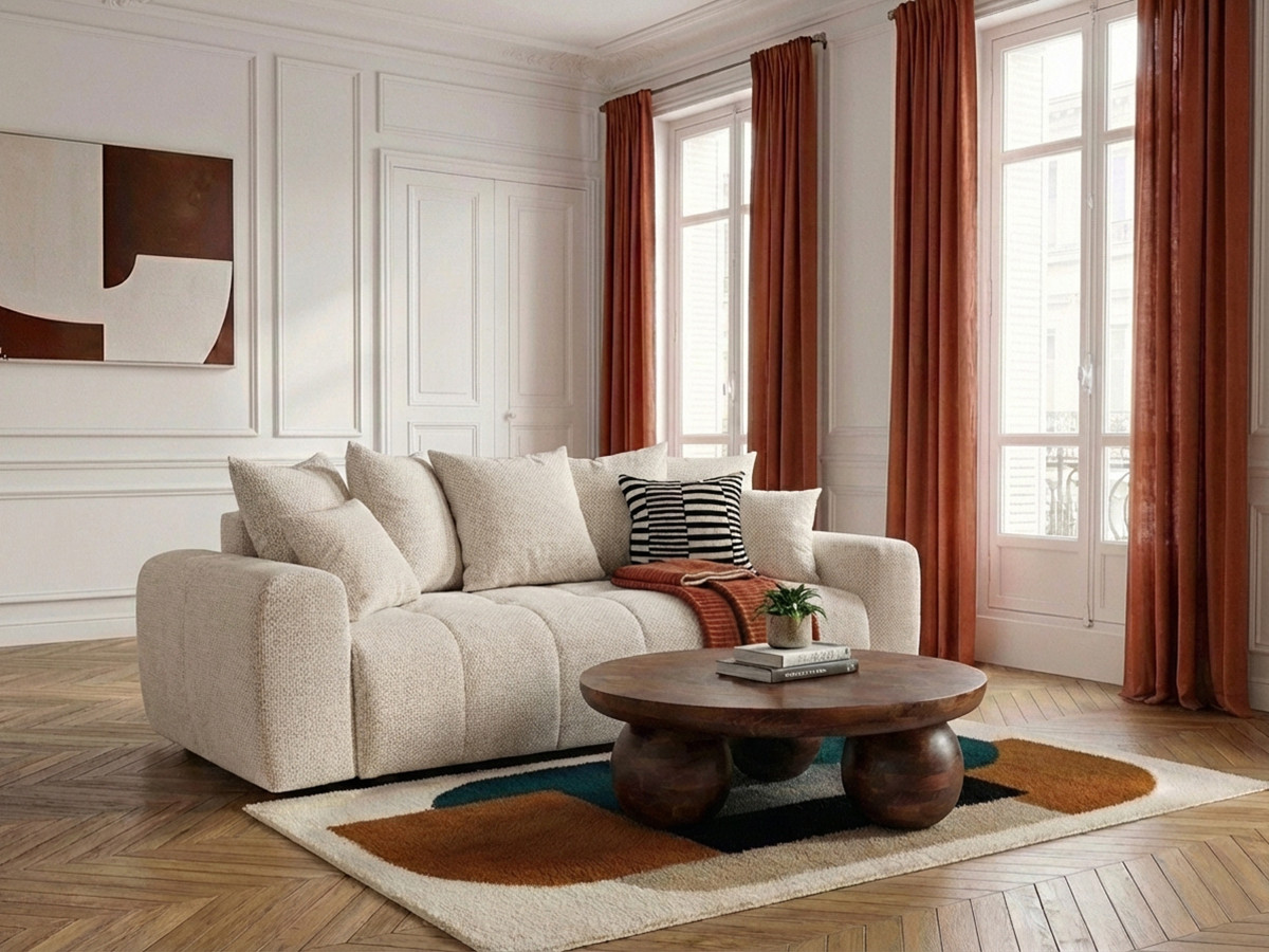 Canapé 3 places convertible ROXELANE tissu chiné