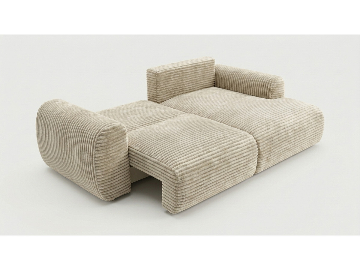 Canapé d'angle compact convertible coffre LUCIEN gros côtelé doux